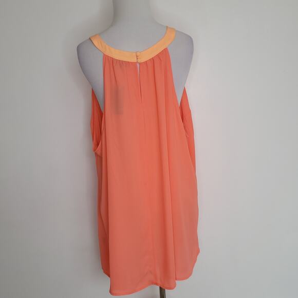 NEW Torrid Georgette Halter Tank Colorblock Coral Lightweight Sleeveless Women 3 - Picture 4 of 12